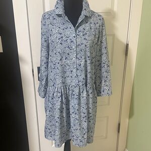 Tuckernuck Navy Floral Shirt Dress